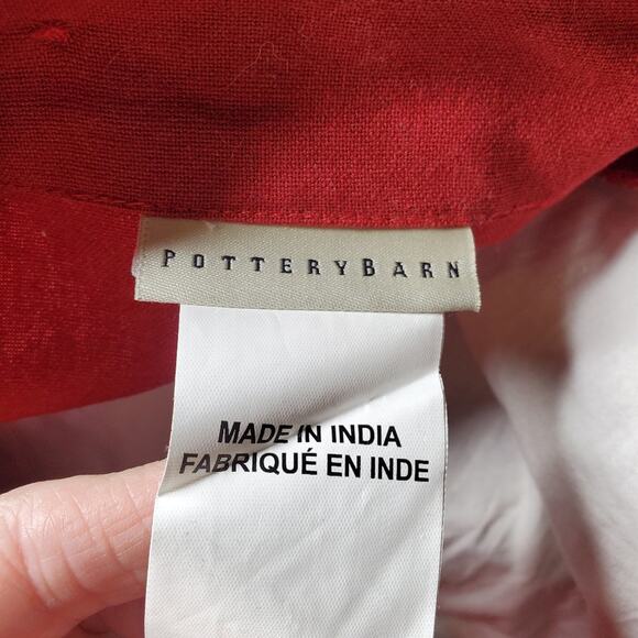 Pottery Barn set of 2 well made floral applica throw pillow red fall theme cover - Picture 8 of 11